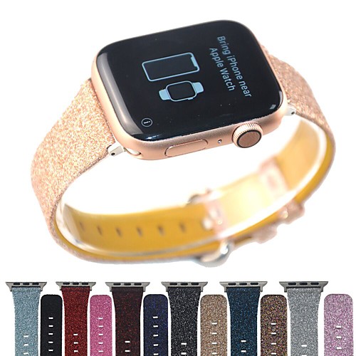 

Bling Glitter Genuine Leather Band For Apple Watch 40mm/44mm/42mm/38mm Bracelet For IWatch Series 5/4/3/2/1 Wristband