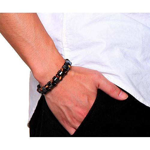 

Men's Tiger's Eye Stone Bead Bracelet Braided Faith Fashion Resin Bracelet Jewelry Black / Coffee For Street Daily