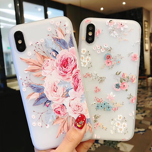

Phone Case For Apple Back Cover iPhone XR iPhone XS iPhone XS Max iPhone X iPhone 8 Plus iPhone 8 iPhone 7 Plus iPhone 7 iPhone 6s Plus iPhone 6s Frosted Pattern Flower / Floral Soft Silicone Silica
