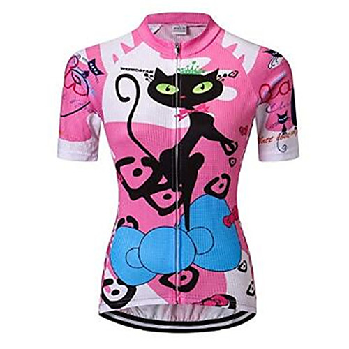 

21Grams Cartoon Cat Women's Short Sleeve Cycling Jersey - Pink Bike Jersey Top Quick Dry Moisture Wicking Breathable Sports Summer Elastane Terylene Polyester Taffeta Mountain Bike MTB Road Bike