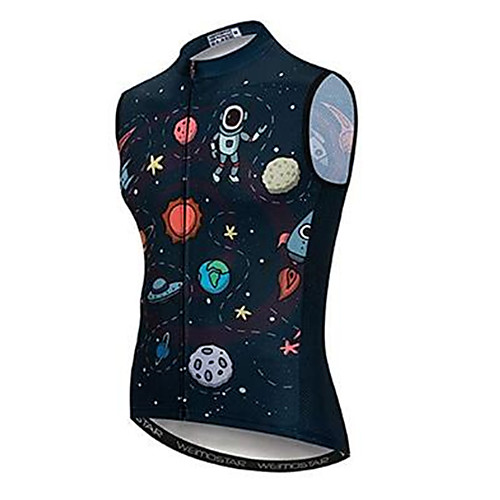 

21Grams Cartoon Astronaut Men's Sleeveless Cycling Jersey Cycling Vest - Black Bike Jersey Top Quick Dry Moisture Wicking Breathable Sports Summer Elastane Terylene Polyester Taffeta Mountain Bike