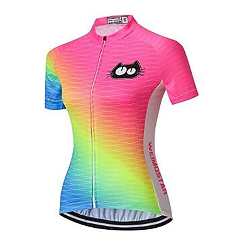 

21Grams Cat Gradient Women's Short Sleeve Cycling Jersey - Pink Bike Jersey Top Quick Dry Moisture Wicking Breathable Sports Summer Elastane Terylene Polyester Taffeta Mountain Bike MTB Road Bike