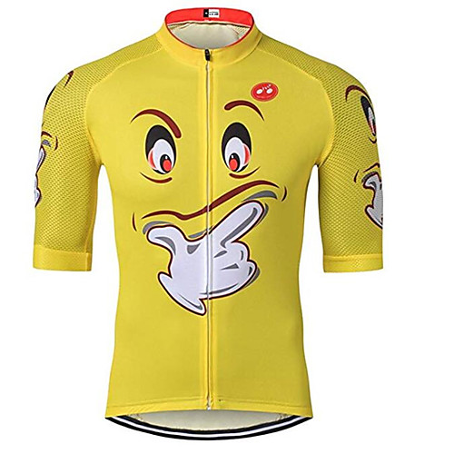 

21Grams Novelty Funny Men's Short Sleeve Cycling Jersey - Yellow Bike Jersey Top Quick Dry Moisture Wicking Breathable Sports Summer Elastane Terylene Polyester Taffeta Mountain Bike MTB Road Bike