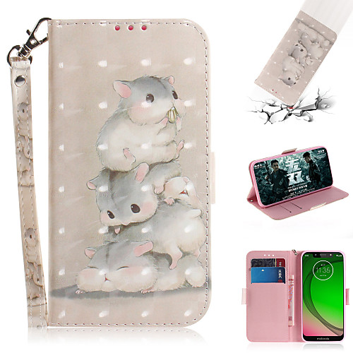 

Case For Motorola Moto G7 / Moto G7 Plus / Moto G7 Play Wallet / Card Holder / with Stand Full Body Cases Animal / 3D Cartoon PU Leather