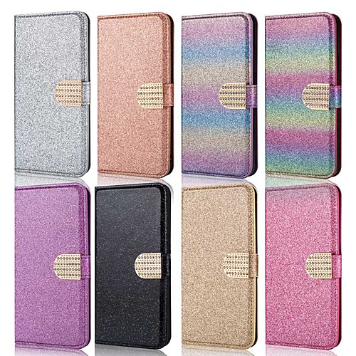 

Case For Samsung Galaxy A5(2018) / A6 (2018) / A6 (2018) Wallet / Card Holder / Shockproof Full Body Cases Glitter Shine Hard PU Leather