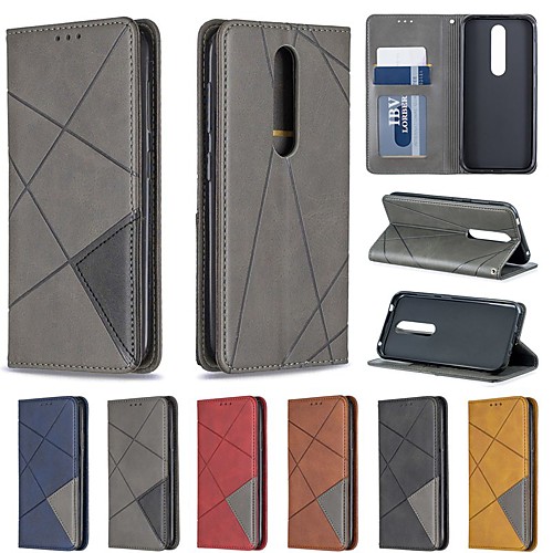 

Case For Nokia Nokia 4.2 / Nokia 3.2 / Nokia 1 Plus Card Holder / Shockproof / with Stand Full Body Cases Geometric Pattern Hard PU Leather