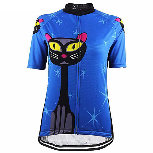 

21Grams Cat Animal Women's Short Sleeve Cycling Jersey - Blue Bike Jersey Top Quick Dry Moisture Wicking Breathable Sports Summer Terylene Mountain Bike MTB Road Bike Cycling Clothing Apparel
