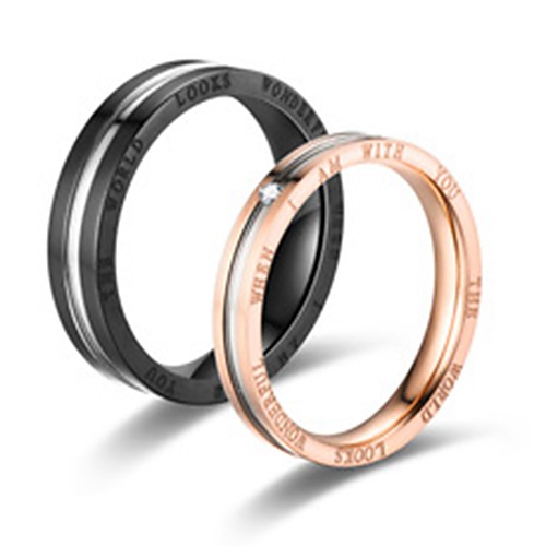 

Couple's Couple Rings Ring Promise Ring 1pc Black Rose Gold Stainless Steel Circular Fashion Gift Daily Jewelry Heart Scorpion Love Heart
