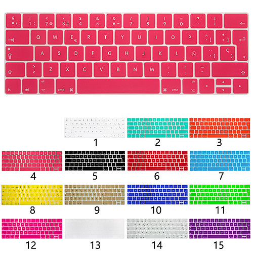 

European Version Of Spanish Keyboard Film Apple Laptop Keyboard Protective Film For MacBook Air Pro Retina 11/12/13/15 Inch Solid Color Silicone