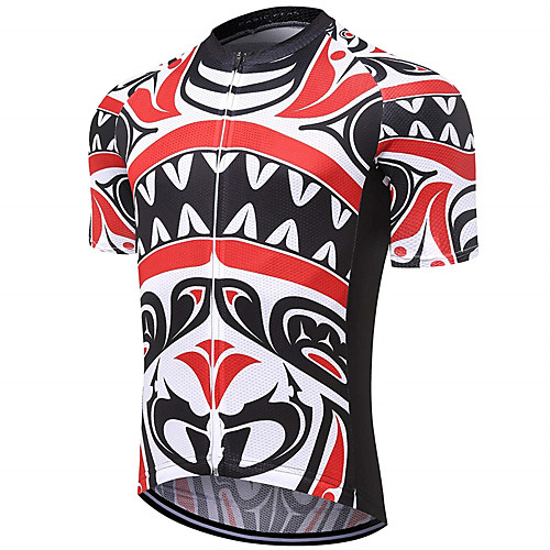 

21Grams Novelty Men's Short Sleeve Cycling Jersey - Black / Red Bike Jersey Top Quick Dry Moisture Wicking Breathable Sports Summer Terylene Mountain Bike MTB Clothing Apparel / Micro-elastic