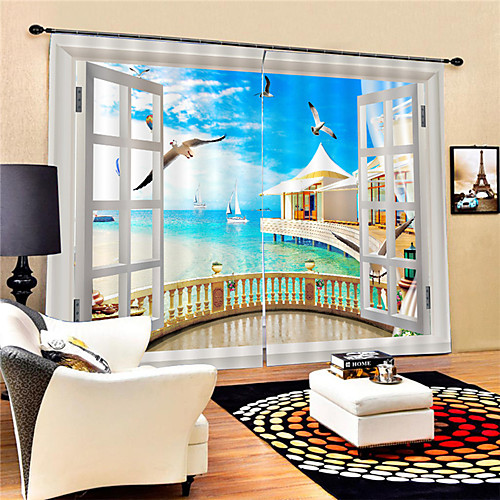 

3D Print Privacy Two Panels Curtain Living Room Curtains