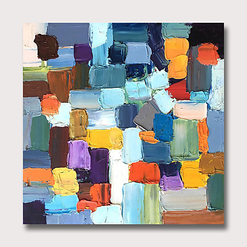 

Oil Painting Hand Painted Square Abstract Modern Rolled Canvas (No Frame)