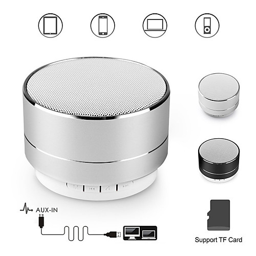 

A10 bluetooth speaker metal mini portable speakers subwoof sound with microphone handsfree support TF card FM radio AUX