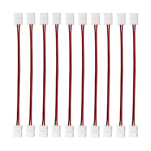 

10PCS 2 Pin Single Color Solderless LED Light Strip Wire Tape Connectors for 8mm /10 mm Wide Flexible LED Strip Lights