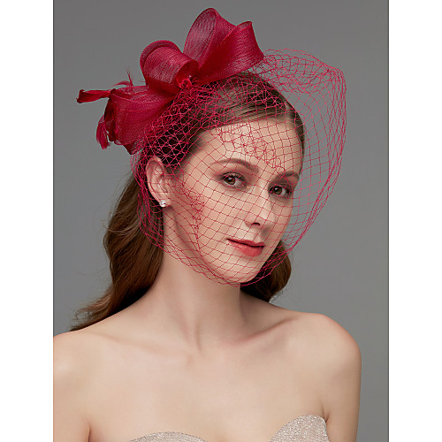 

Net Fascinators / Headdress / Headpiece with Feather / Flower / Trim 1 PC Wedding / Special Occasion / Horse Race Headpiece