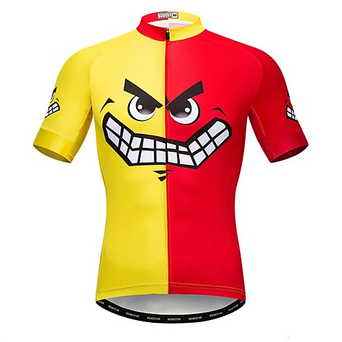 

21Grams Men's Short Sleeve Cycling Jersey Summer Elastane Lycra Polyester Red / Yellow Novelty Funny Bike Jersey Top Mountain Bike MTB Road Bike Cycling Quick Dry Moisture Wicking Breathable Sports