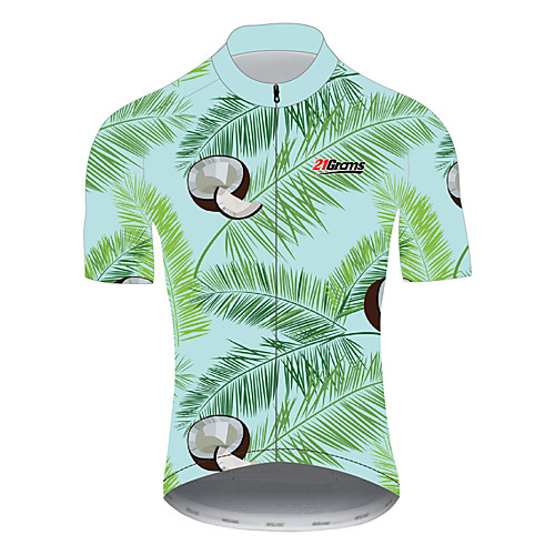 

21Grams Floral Botanical Hawaii Men's Short Sleeve Cycling Jersey - Green Bike Jersey Top Breathable Moisture Wicking Quick Dry Sports 100% Polyester Mountain Bike MTB Road Bike Cycling Clothing