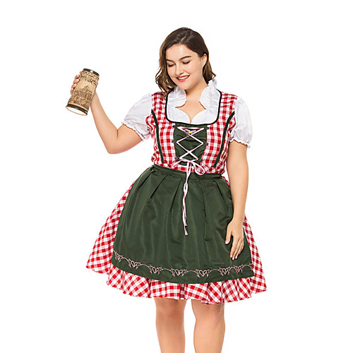 

Oktoberfest Beer Dirndl Trachtenkleider Women's Dress Bavarian Vacation Dress Costume Army Green