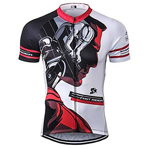 

21Grams Anime Men's Short Sleeve Cycling Jersey - BlackWhite Bike Jersey Top Quick Dry Moisture Wicking Breathable Sports Summer Terylene Mountain Bike MTB Clothing Apparel / Micro-elastic