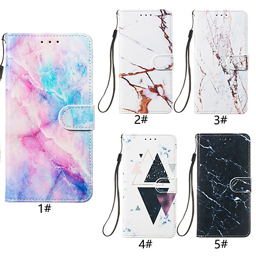 

Phone Case For Samsung Galaxy Full Body Case Leather Wallet Card S9 S9 Plus S8 Plus S8 S7 edge S7 S10 S10 Galaxy S10 E Galaxy S10 5G Wallet Card Holder with Stand Marble Hard PU Leather
