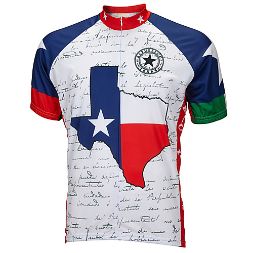 

21Grams Texas National Flag Men's Short Sleeve Cycling Jersey - Blue / White Bike Jersey Top Breathable Quick Dry Moisture Wicking Sports Terylene Mountain Bike MTB Road Bike Cycling Clothing Apparel