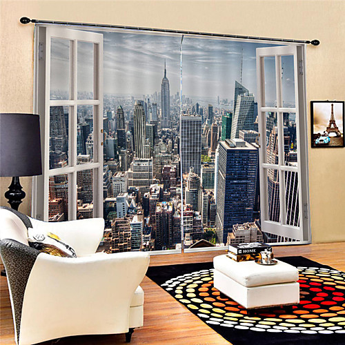 

3D Print Privacy Two Panels Curtain Living Room Curtains