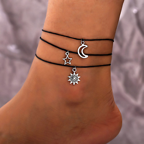 

Ankle Bracelet Women's Body Jewelry For Gift Daily Alloy Sun Moon Black Three-piece Suit