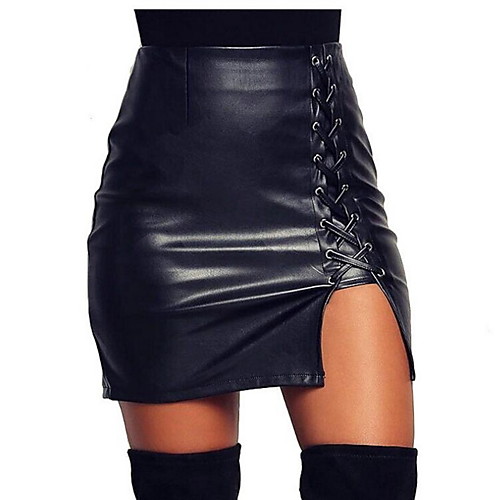 

Women's Plus Size Bodycon Skirts Solid Colored Black