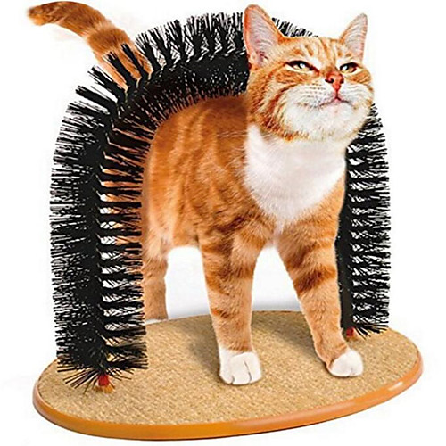

Cat Self Groomer, 2.0 Version Cat Arch Face Scratcher with Scratcher Pad, Cats Back Grooming Massager Toy Brush for Indoor Kitten and Small Dog