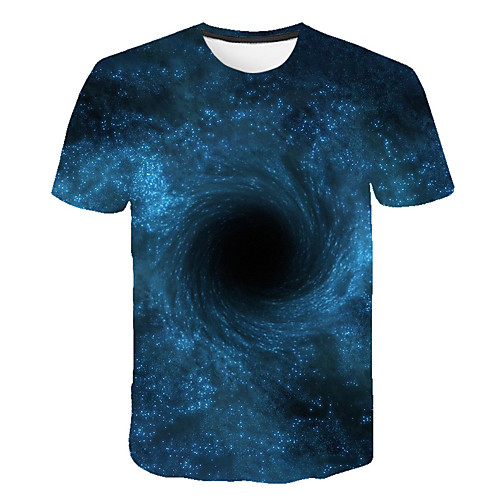 

Men's T shirt Graphic Print Short Sleeve Club Tops Streetwear Exaggerated Blue