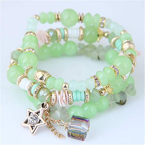 

3pcs Women's Charm Bracelet Bead Bracelet Bracelet Layered Star Simple European Ethnic Sweet Fashion Resin Bracelet Jewelry Green / White / Blue For Party Gift Daily Holiday Work