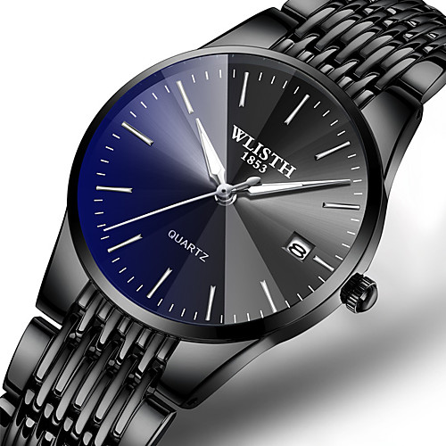 

Men's Dress Watch Quartz Formal Style Stylish Stainless Steel Black / Silver 30 m Calendar / date / day Noctilucent Analog Luxury Fashion - Black Black / Blue Black / Silver One Year Battery Life