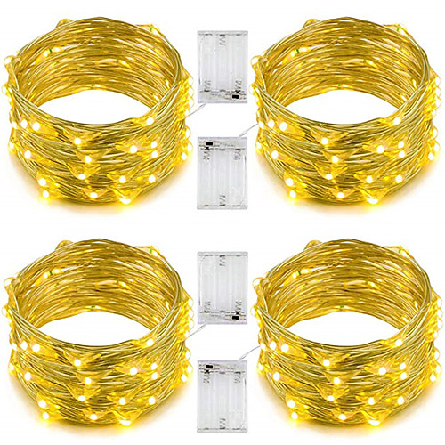 

5m String Lights 50 LEDs SMD 0603 4pcs Warm White White Red Waterproof Party Decorative Batteries Powered