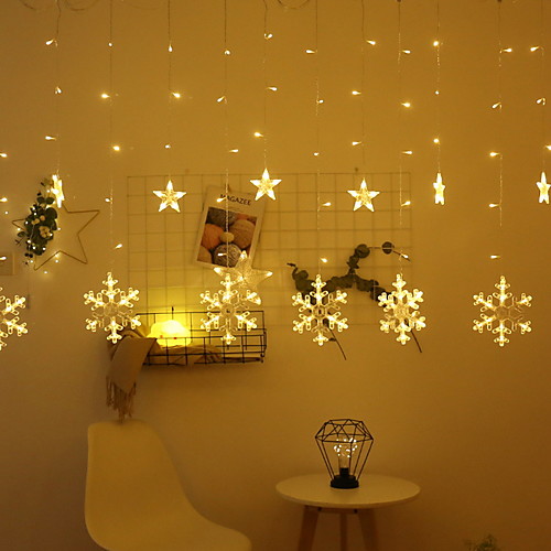 

2.5M 138LEDs Snowflake Curtain String Lights EU Plug Fairy Lights Christmas New Year Valentine's Day Decorative Light