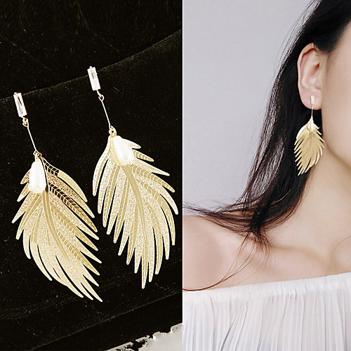 

Women's Drop Earrings Long Leaf Earrings Jewelry Gold For Daily 1 Pair