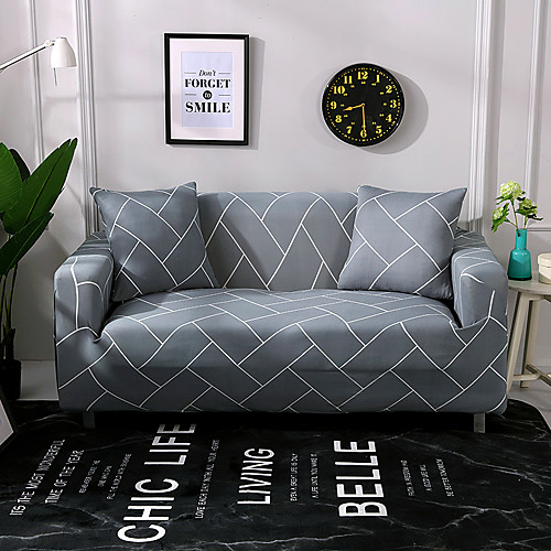 

Slipcovers Sofa Cover Printed Polyester/ Grey & White/ Geometric/Line Pattern
