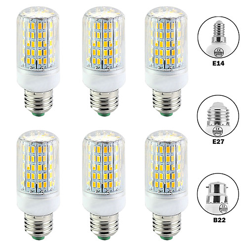 

6pcs 15 W LED Corn Lights 1500 lm E14 B22 E26 E27 T 96 LED Beads SMD 5730 Warm White White 220-240 V 110-120 V
