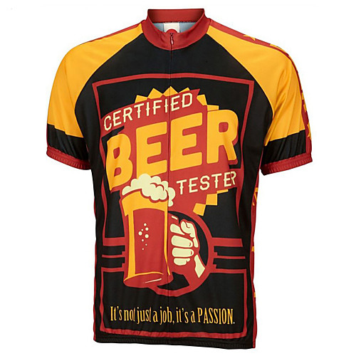 

21Grams Men's Short Sleeve Cycling Jersey Summer Black / Yellow Retro Novelty Oktoberfest Beer Bike Jersey Top Mountain Bike MTB Road Bike Cycling Quick Dry Moisture Wicking Breathable Sports