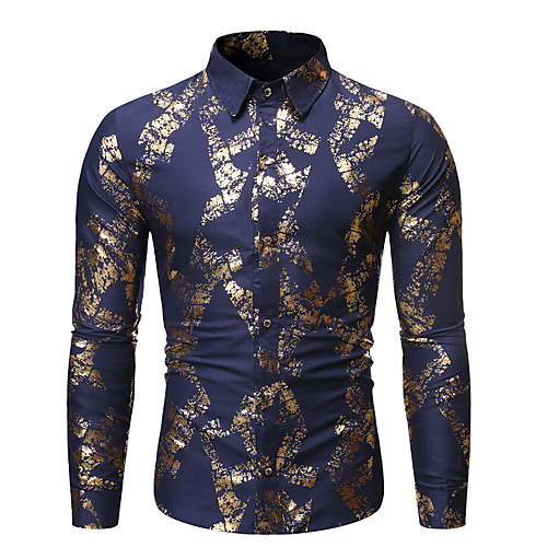 

Men's Shirt Graphic Solid Colored Floral Long Sleeve Party Tops Rock Exaggerated Black Red Navy Blue