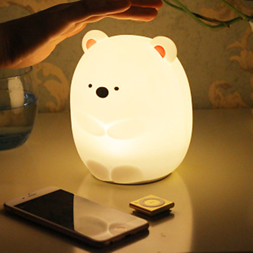 

USB Colorful Dull Bear Silicone Night Light Rechargeable Cute Creative Decompression Desk Lamp Bedroom Bedside Mini Lamp