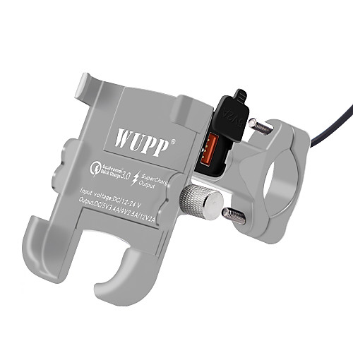 

Motorcycle Aluminum Alloy Waterproof QC3.0 Quick Charger Motorcycle Charger Phone Holder Waterproof 12V MotorBike Mobile Phone Mount Power Adapter Handlebar