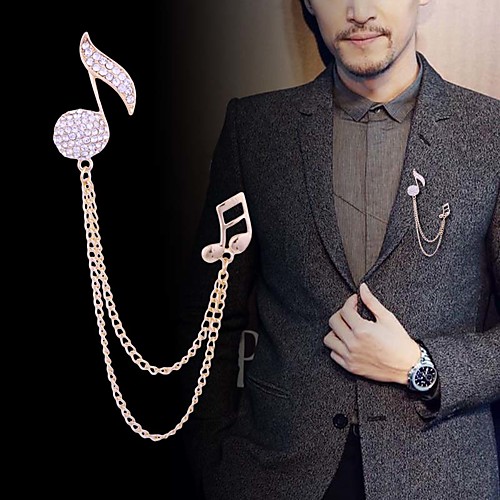 

Men's Crystal Brooches Spiga Creative Music Notes Vertical / Gold bar Luxury Basic Fashion Classic Rock Rhinestone Brooch Jewelry Silver Gold For Party Wedding Daily Work Club