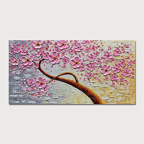

Oil Painting Hand Painted Horizontal Floral / Botanical Modern Stretched Canvas