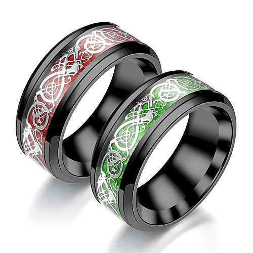 

Men's Women's Band Ring Ring Tail Ring 1pc Green Dark Red Light Green Stainless Steel Circular Vintage Basic Fashion Daily Jewelry