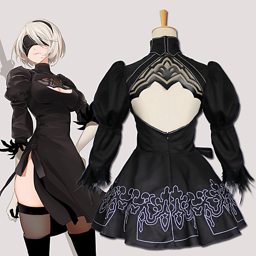 

Inspired by NieR:Automata 2B Anime Cosplay Costumes Japanese Cosplay Suits Cravat Coat Dress For Men's Women's / Gloves / Stockings / Hair Band / Eye Mask