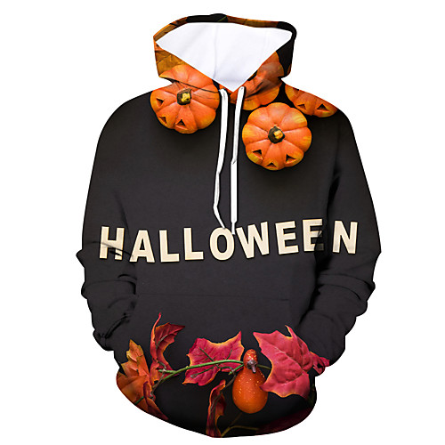 

Men's Plus Size Hoodie Color Block Hooded Active Halloween Hoodies Sweatshirts Orange