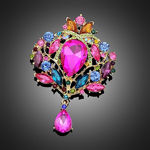 

Women's Brooches 3D Drop Stylish Unique Design Rhinestone Gold Plated Brooch Jewelry Rainbow Silver Gold For Party Wedding Street Holiday