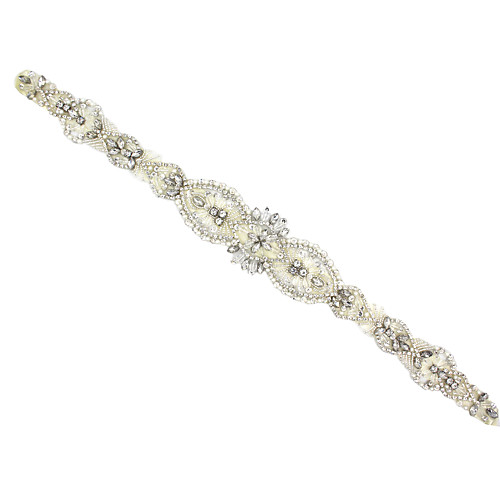 

Ribbon / Beaded / Polyester / Polyamide Wedding Sash With Rhinestone / Faux Pearl / Imitation Pearl Women's Satin Ribbon / Sashes / Rhinestone Ribbon