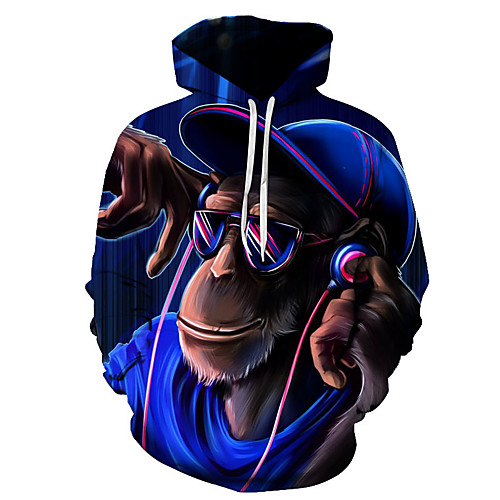 

Men's Plus Size Hoodie Geometric 3D Hooded Casual Streetwear Hoodies Sweatshirts Blue