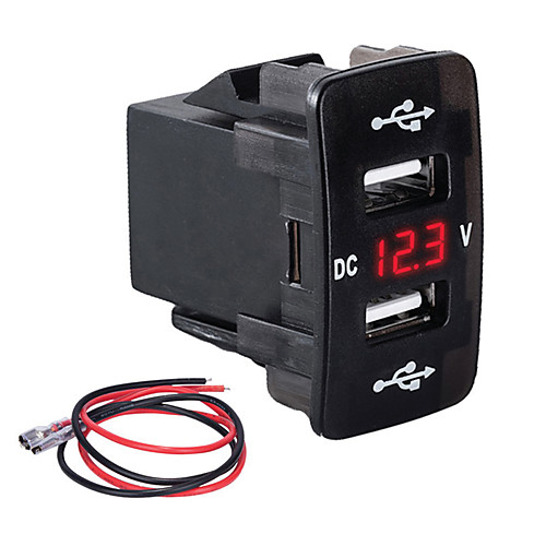 

Slot Type Car Charger Dual USB 3.1A Multifunctional Quick Charger with Voltage Meter for Automobiles for Honda ModelsGreen light